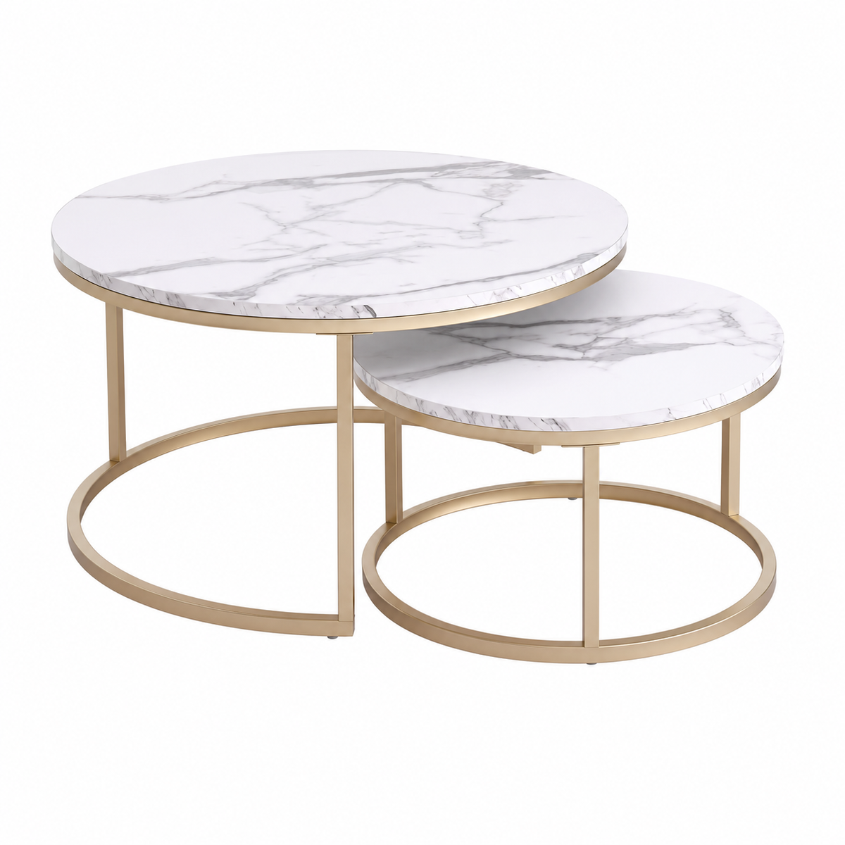 Table Basse Gigogne Ronde | Doré & Plateau au Choix