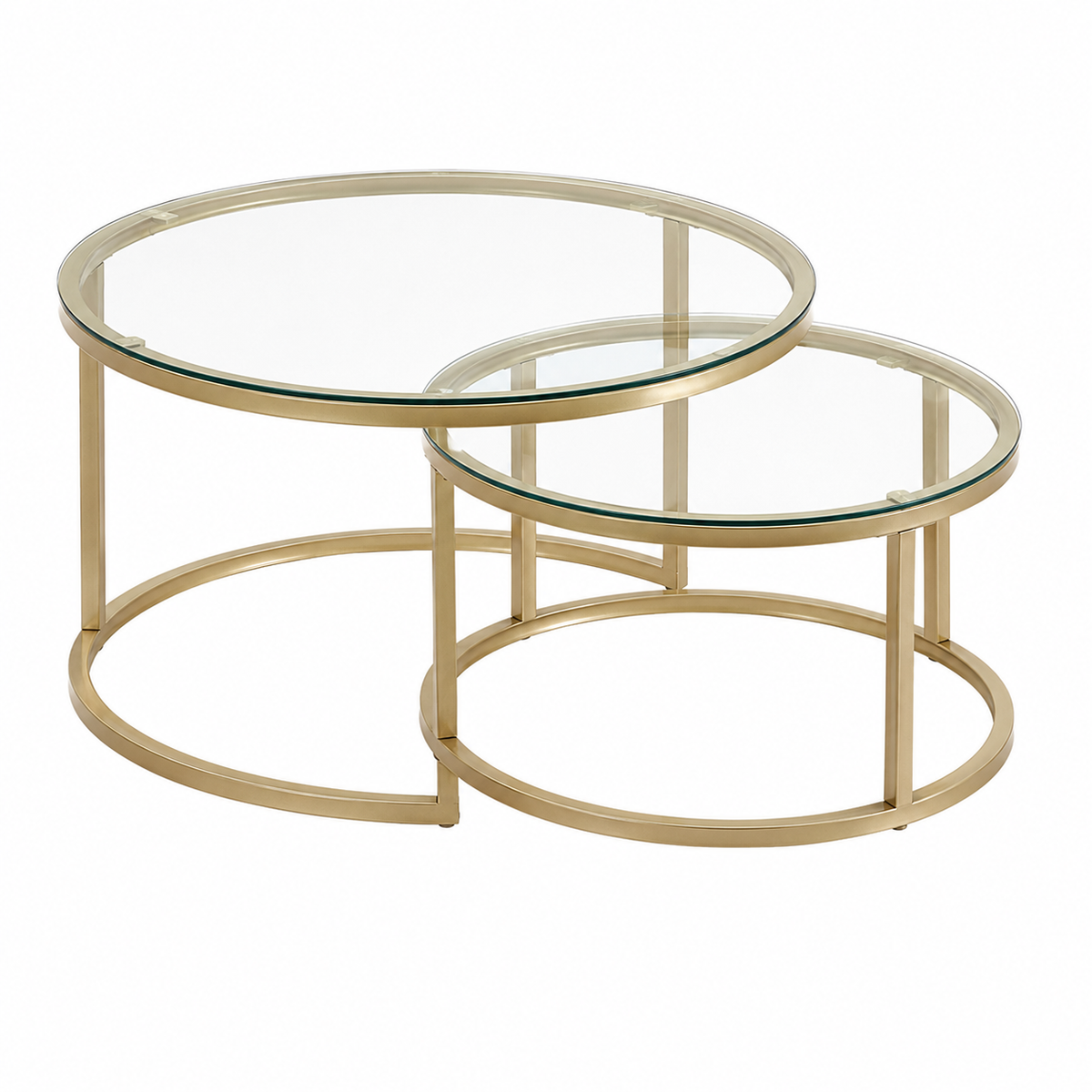 Table Basse Gigogne Ronde | Doré & Plateau au Choix
