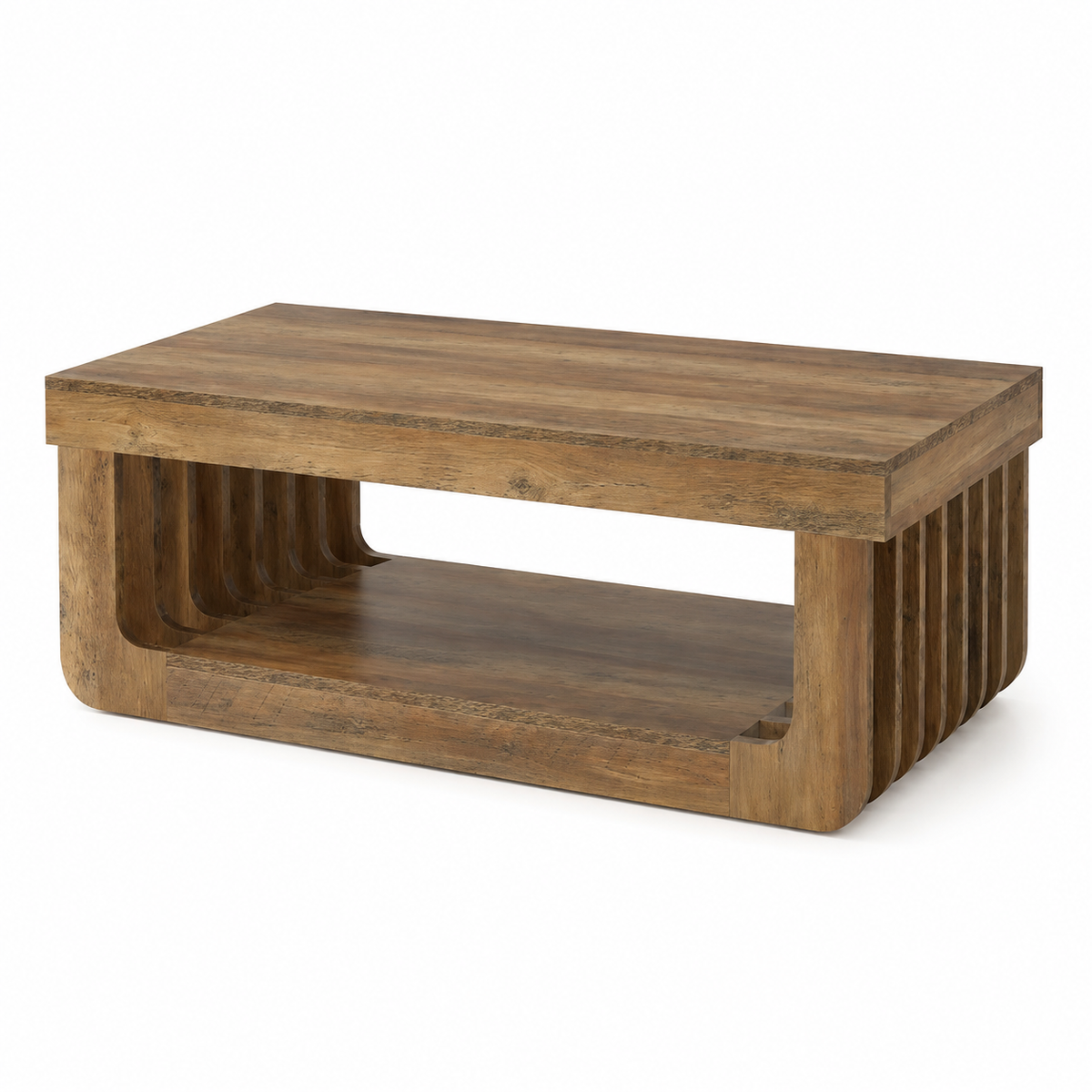 Table Basse Rectangulaire Bois | Rangement Ouvert