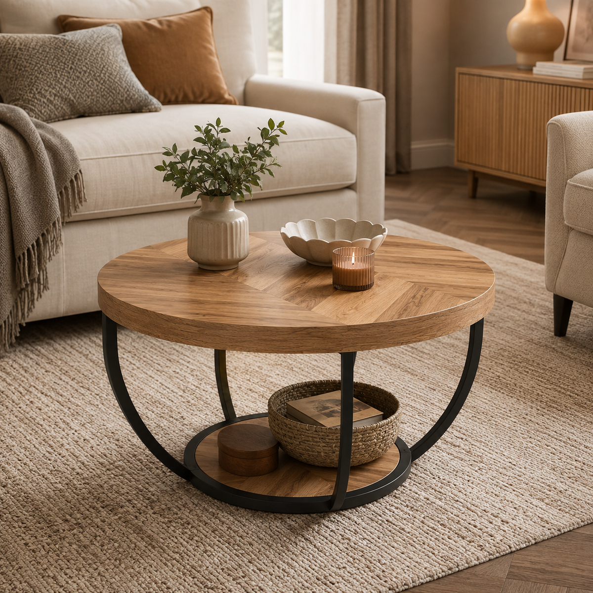 Table Basse Ronde | Double Niveau & Métal