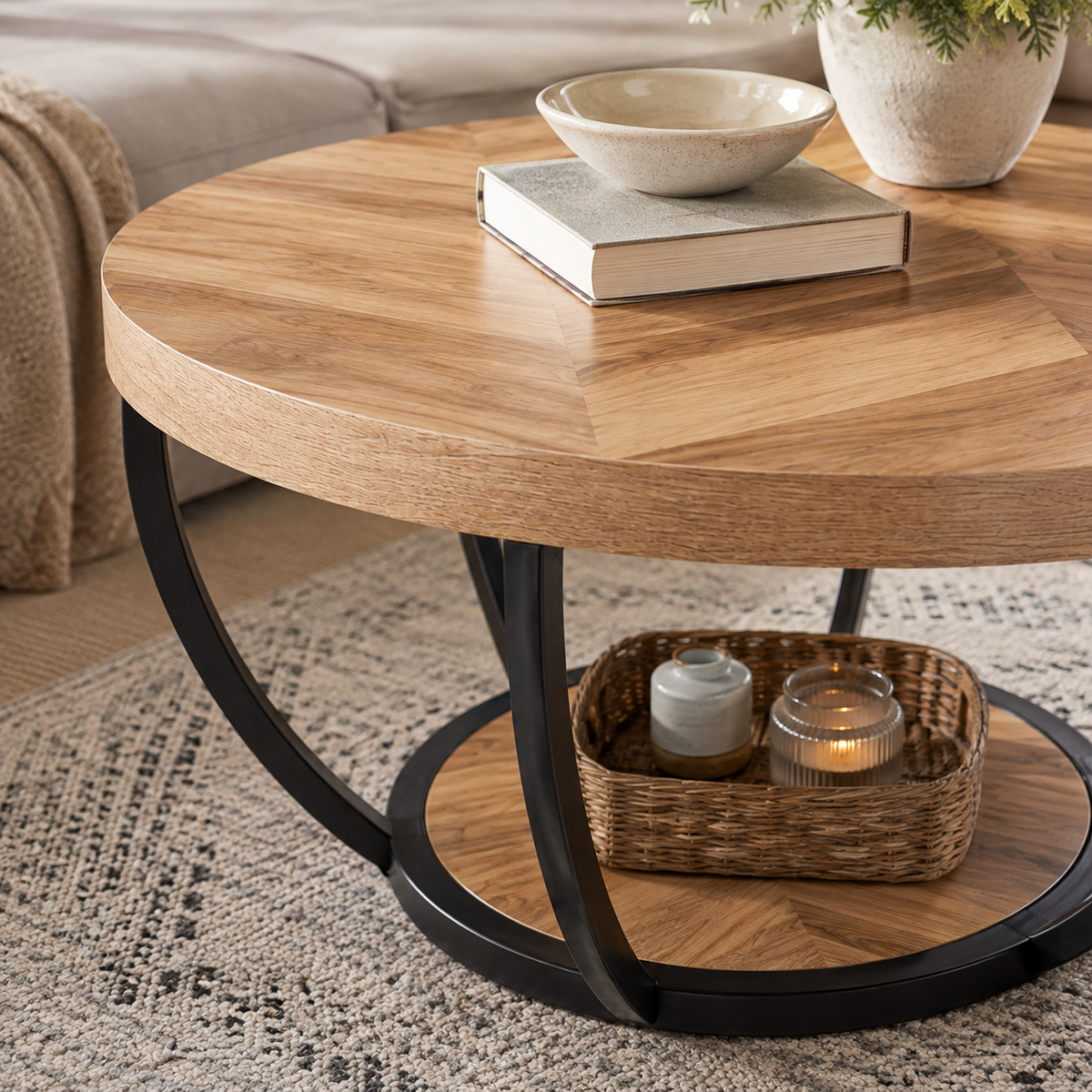 Table Basse Ronde | Double Niveau & Métal