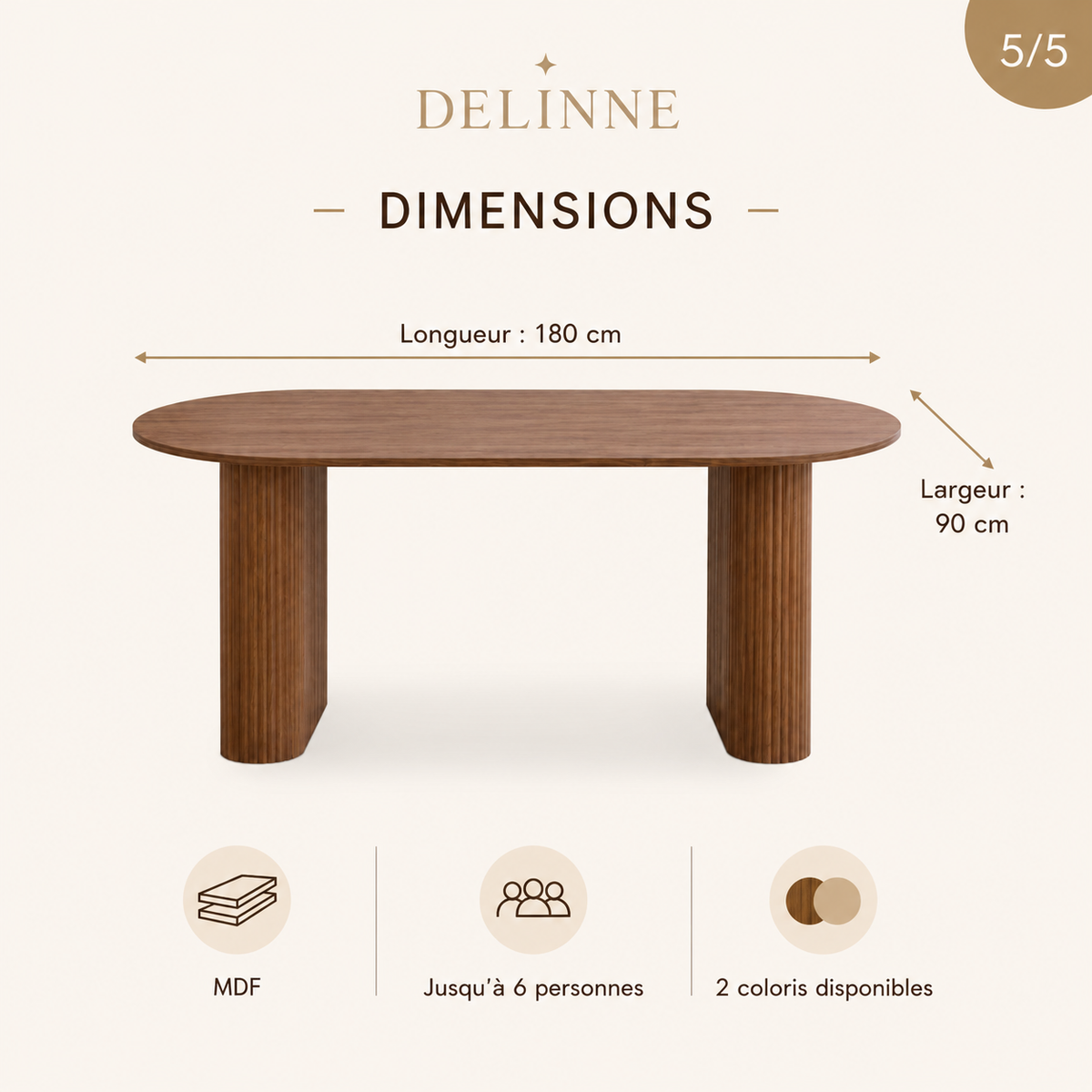 Table à Manger Ovale | Jusqu’à 6 Personnes