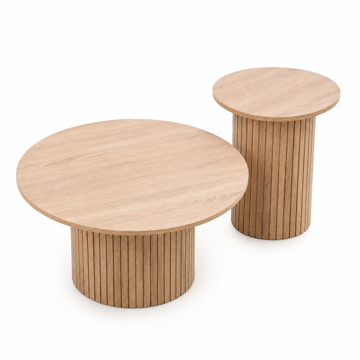 Table Basse Gigogne Ronde | Duo Effet Noyer