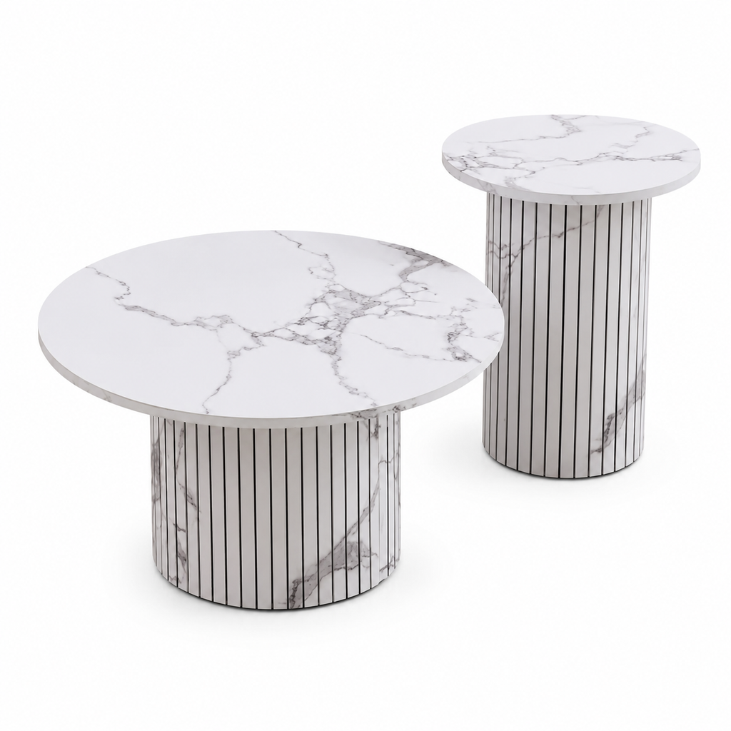 Table Basse Gigogne Ronde | Duo Effet Noyer
