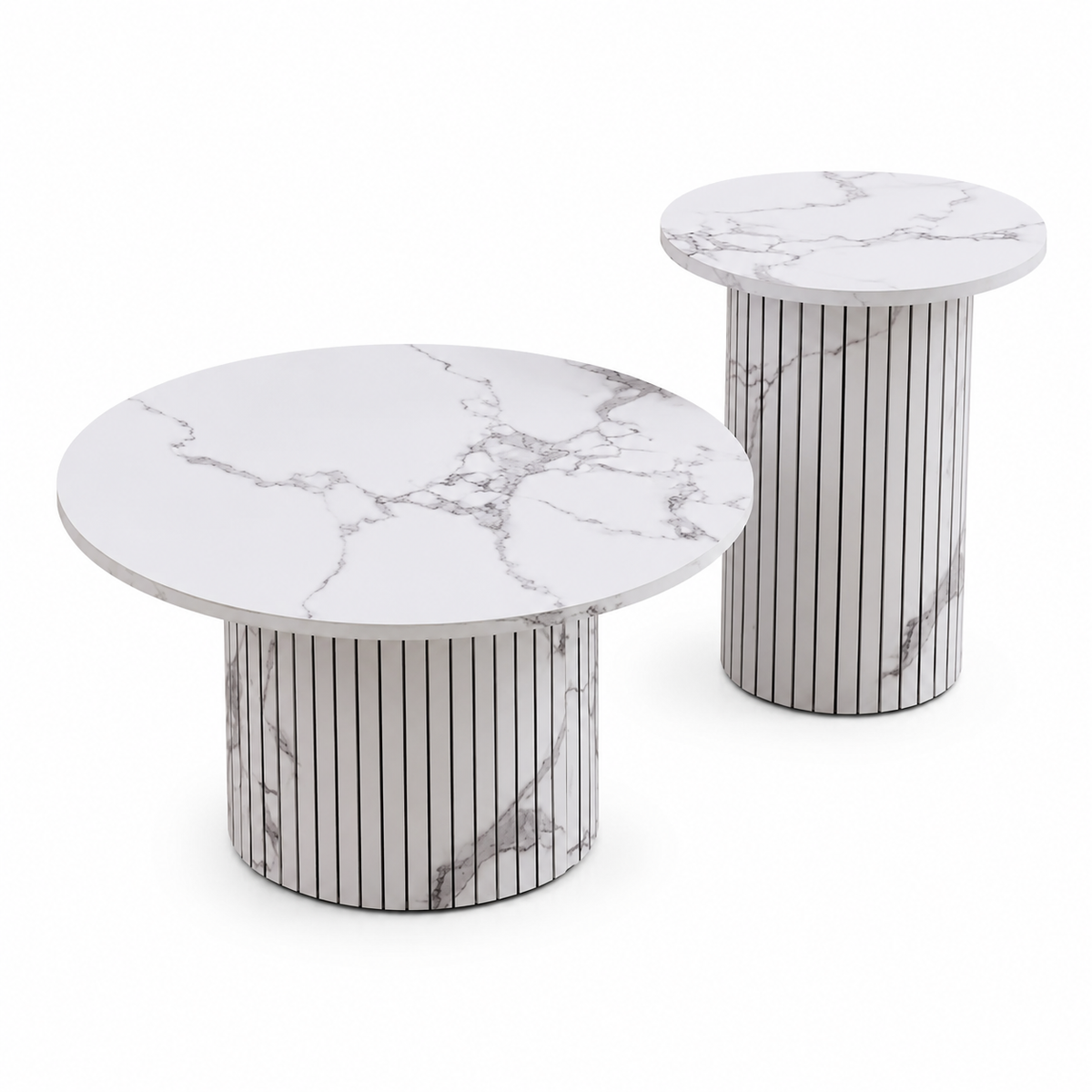 Table Basse Gigogne Ronde | Duo Effet Noyer